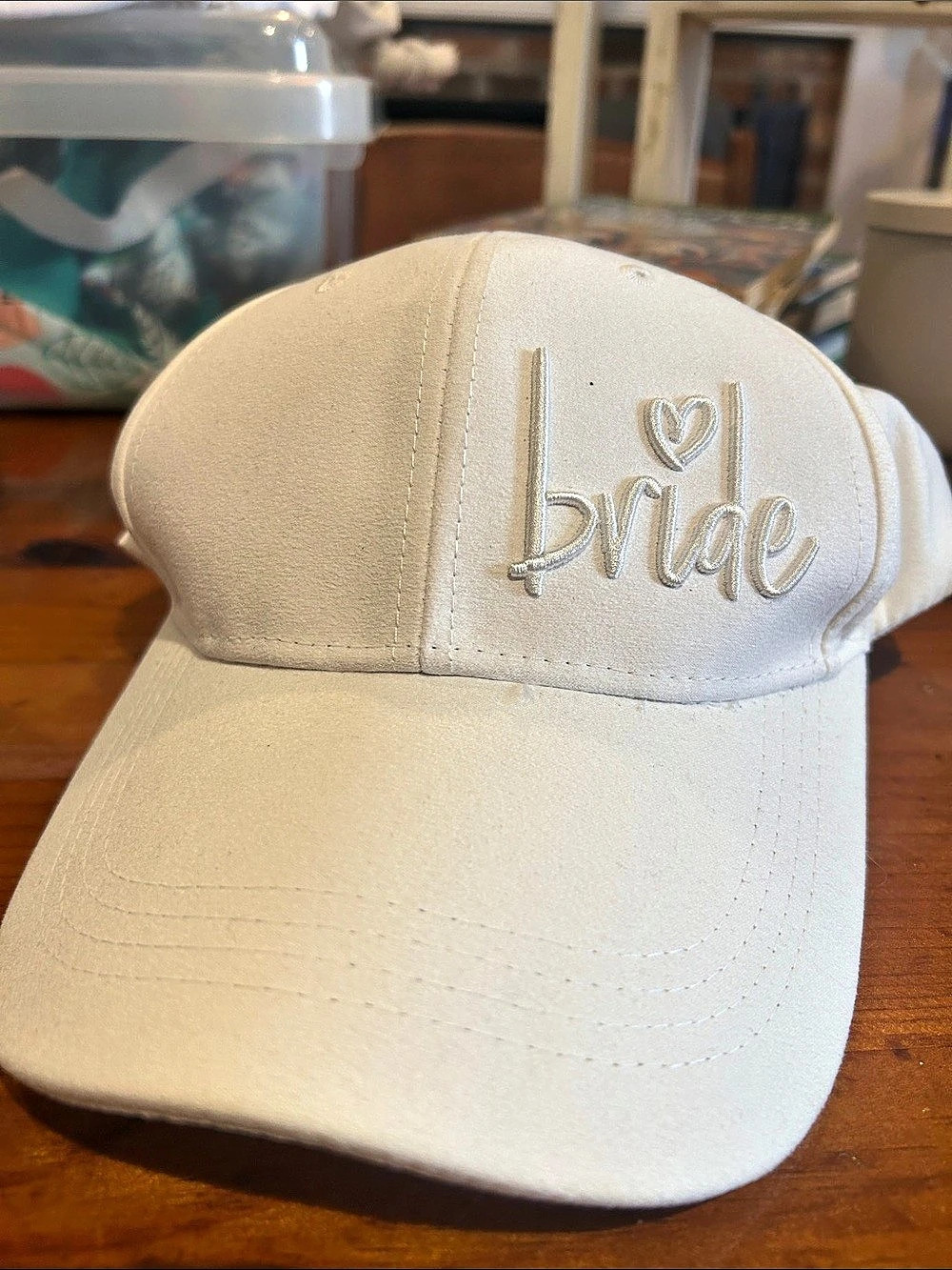 White Embroidered Bride Logo Hat